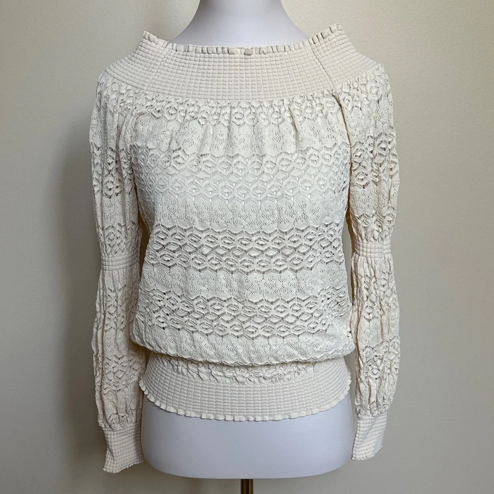 Zara Ivory Lace Knit Blouse